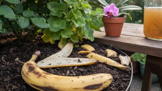 &nbsp;Jardín, jardinería y plantas aprovechan cáscaras de banana como fertilizante natural