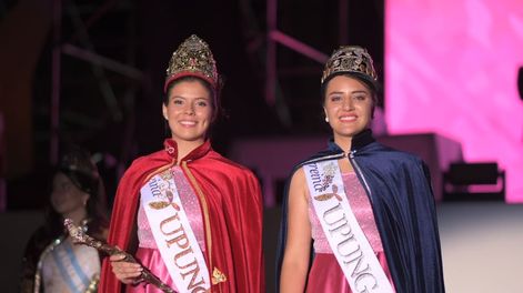 La nueva reina de Tupungato, Valentina Ortiz, junto a Victoria Alonzo, virreina.