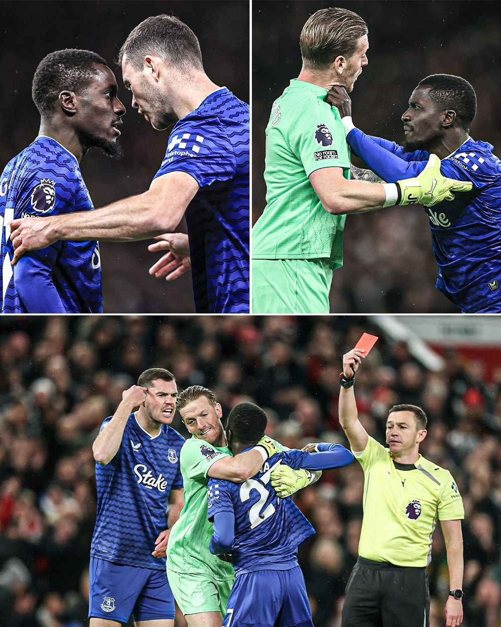 PREMIER LEAGUE. Drissa Gueye, futbolista del&nbsp;Everton,&nbsp;fue expulsado durante el partido ante el&nbsp;Manchester United&nbsp;por pegarle una cachetada a su compa&ntilde;ero Keane.&nbsp;