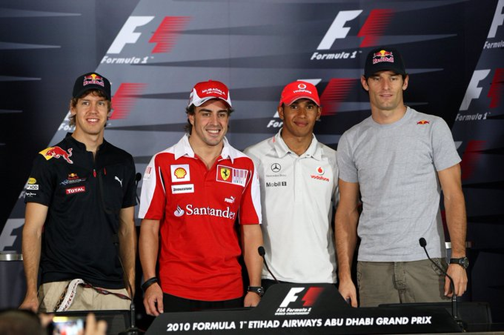 Sebastian Vettel, Fernando Alonso, Lewis Hamilton y Mark Webber.