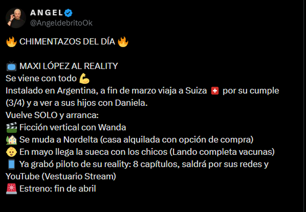 Maxi López tendrá un reality sobre su vida.