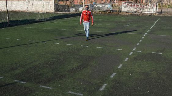 Una de las canchitas de Mendoza, con la demarcación para el Metegol Humano que nunca se llevó a cabo durante la pandemia. / José Gutiérrez