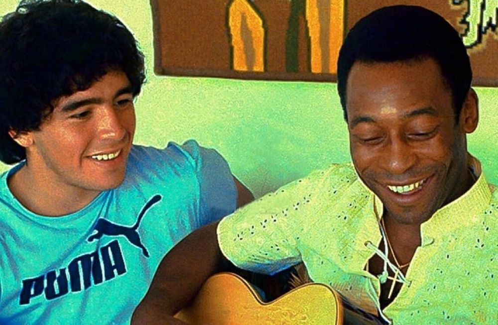 Diego y Pelé, en su primer encuentro.