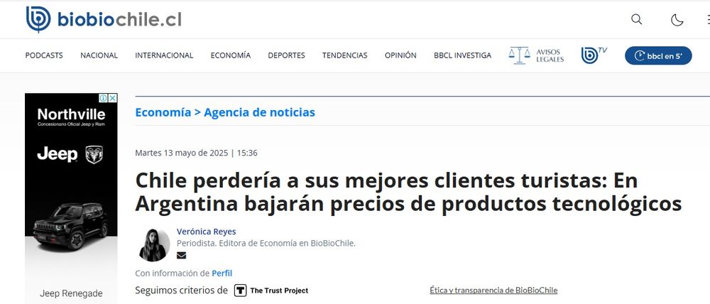 Preocupación en Chile por perder turistas argentinos tras rebajas de aranceles en tecnología