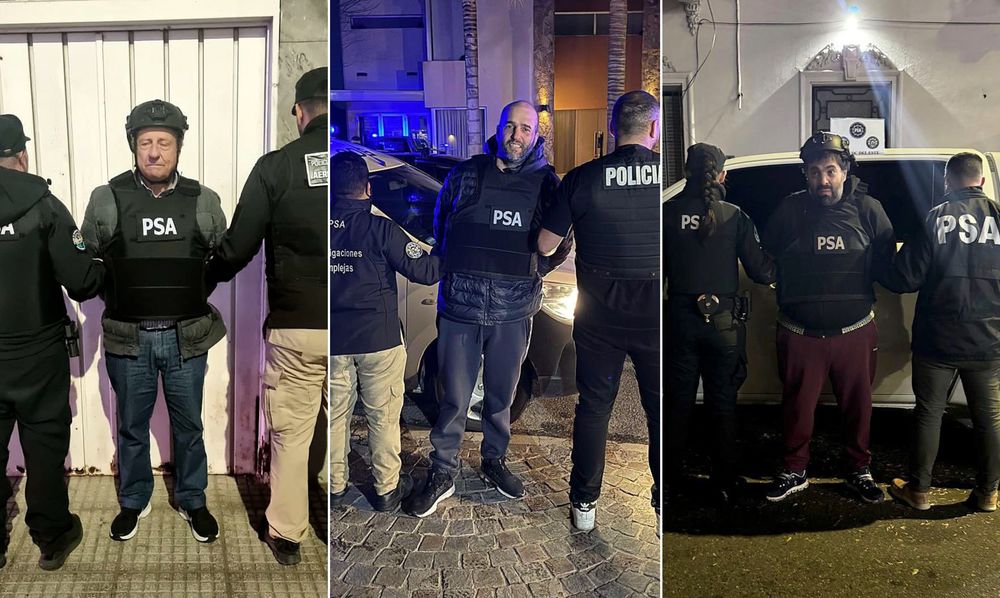 Algunos de los detenidos por el fentanilo contaminado: Horacio Tallarico, presidente de Laboratorio Ramallo, y Damián García Furfaro y Diego García Furfaro, hermanos de Ariel García Furfaro, dueño del laboratorio HLB Pharma. 