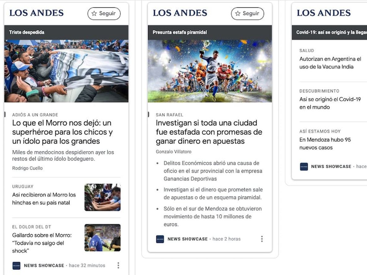 Vidriera. Cada medio seleccionará el contenido que aparecerá en Google News Showcase.