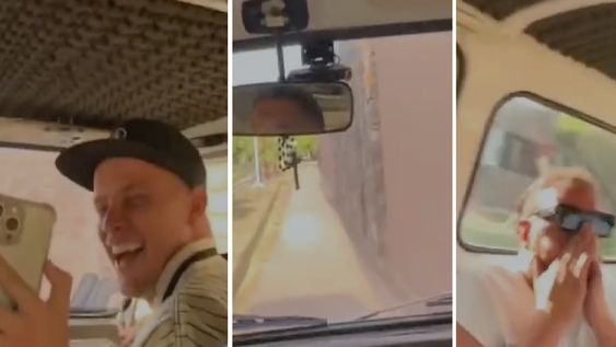 Cuatro hombres circulan con una combi por la vereda en Guaymallén, generando alarma entre los vecinos.
