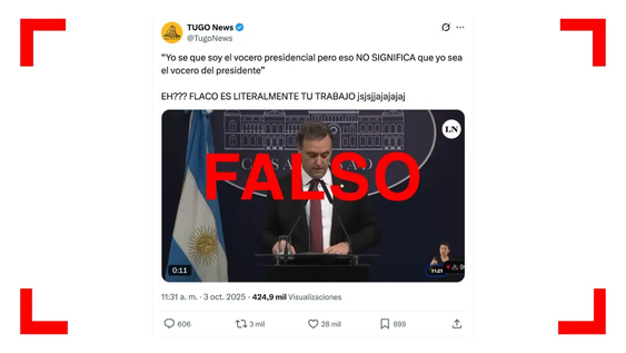 Manuel Adorni no negó ser el vocero de Milei como afirman posteos virales Manuel Adorni no negó ser el vocero de Milei como afirman posteos virales