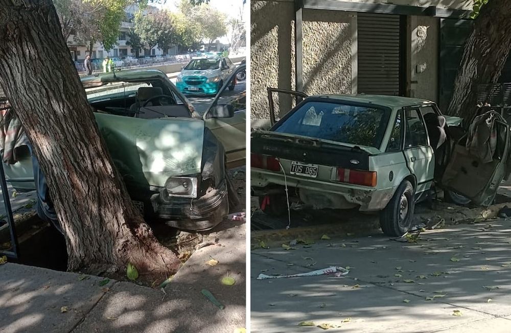 El automóvil quedó destruido tras impactar contra un árbol en Ciudad. | Foto: Ministerio de Seguridad y Justicia
