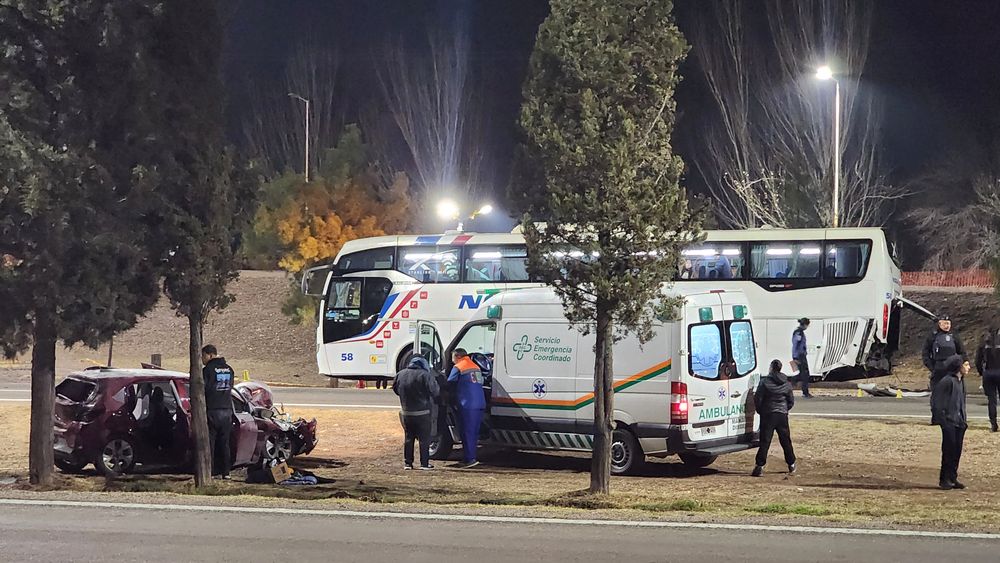 Un auto impactó contra un micro detenido y casi ocasiona una tragedia en el Acceso Sur.