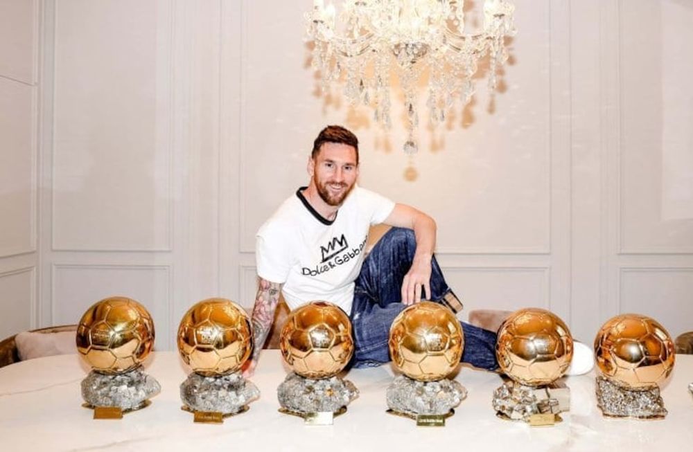 Lionel Messi y sus siete balones de oro. / Gentileza.