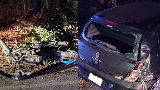 Murió un joven motociclista de 21 años: chocó de atrás a un auto y terminó en un canal