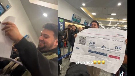 Los Andes | Le pidieron que imprima la tarjeta de embarque y aprovechó para hacerle una broma.