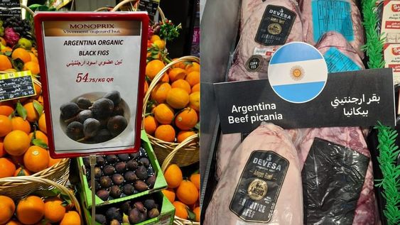 Frutas y carnes, los alimentos más exportados a Qatar. (Twitter Santiago Cafiero)