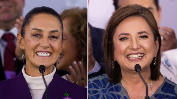 Claudia Sheinbaum (izq), del oficialismo, y Xochitl Gálvez (der), de la alianza de partidos de centro derecha, son las principales candidatas en los comicios a presidente.