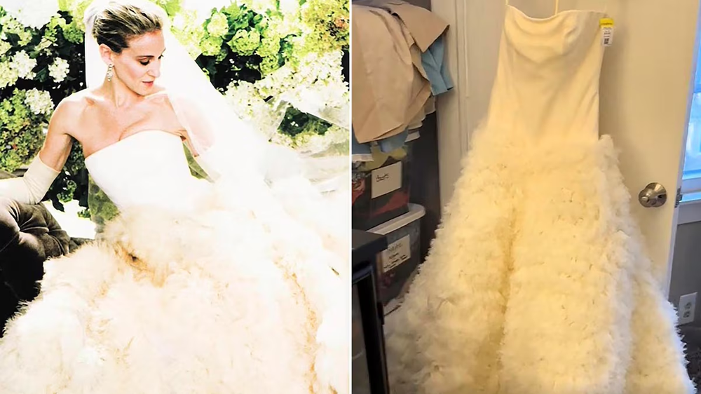 Sarah Jessica Parker usó el vestido de Vera Wang en una escena dentro de la trama de Sex and the City en 2008. Foto: captura de video.