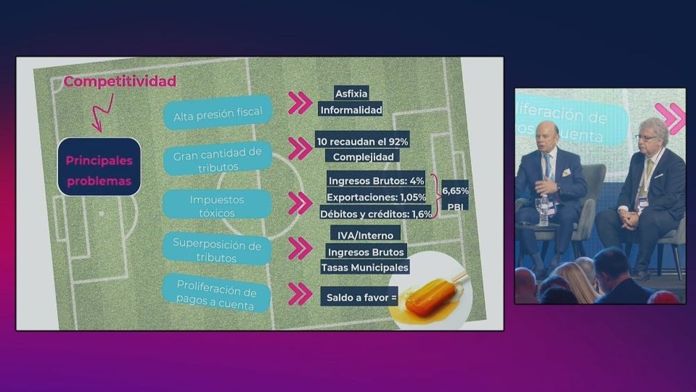 Carlos Abeledo, Presidente del Departamento de Política Tributaria UIA y César Litvin, CEO Lisicki Litvin & Abelovich durante la Conferencia Industrial de la UIA.