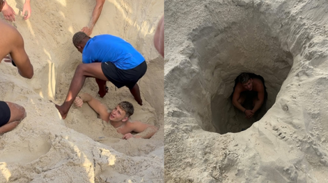 Rescataron a un turista británico que quedó enterrado en la arena de una playa de Copacabana.