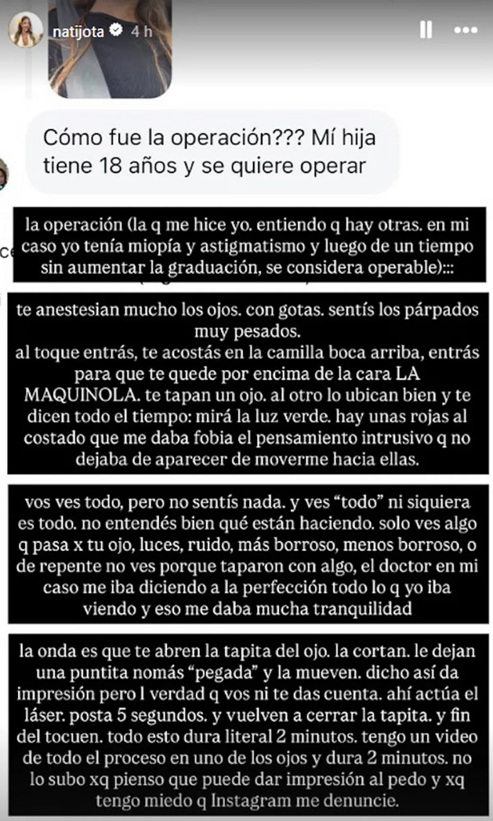 Detalles de la operación de Nati Jota.