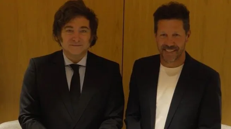 Javier Milei y Diego Cholo Simeone se encontraron en Madrid.