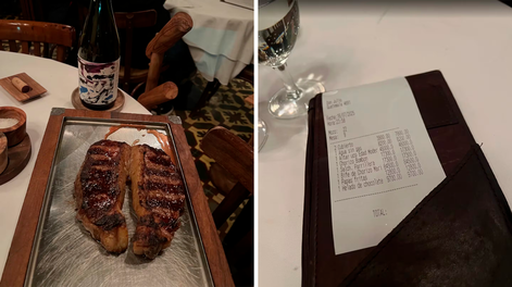 Fue a Don Julio, pidió comida para dos y mostró el ticket.