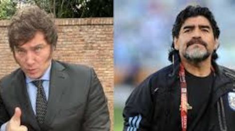Javier Milei y DIego Armando Maradona