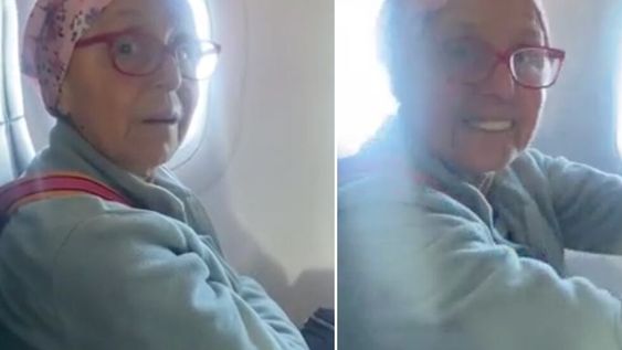 Se curó del cáncer y le hicieron un homenaje en el vuelo de vuelta a su casa. Foto: Captura de video