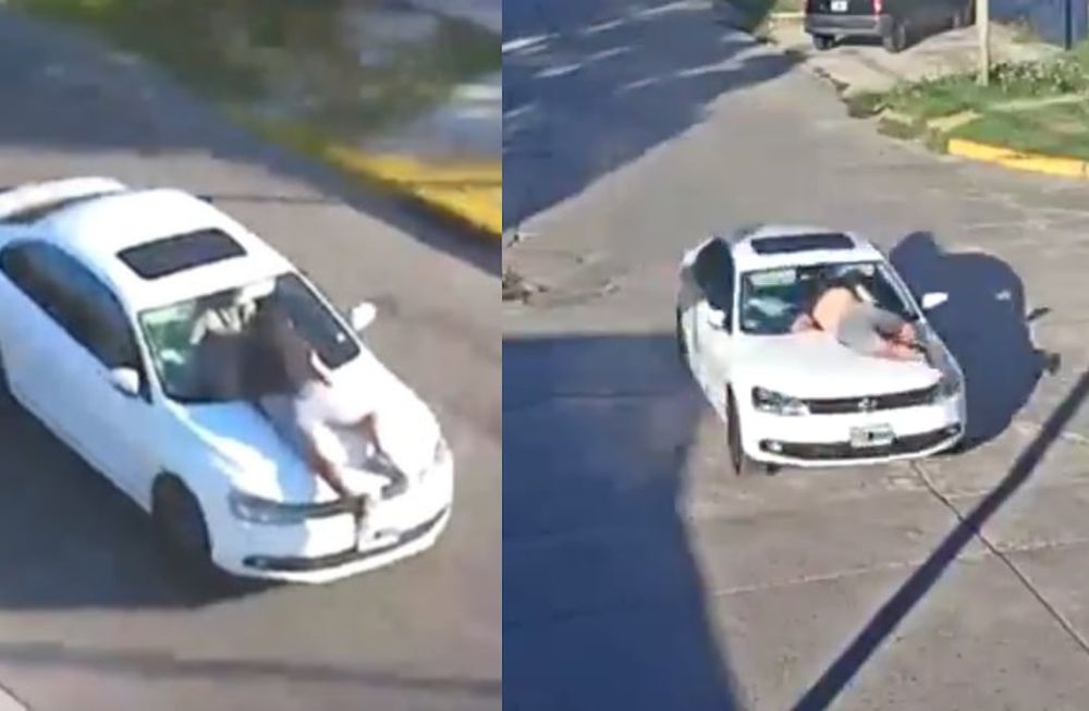 A pesar de saber que tenía al hombre sobre el auto, el conductor del Vento lo arrastró durante kilómetros a gran velocidad hasta que fue detenido en la Autopista Panamericana. Foto: Captura video