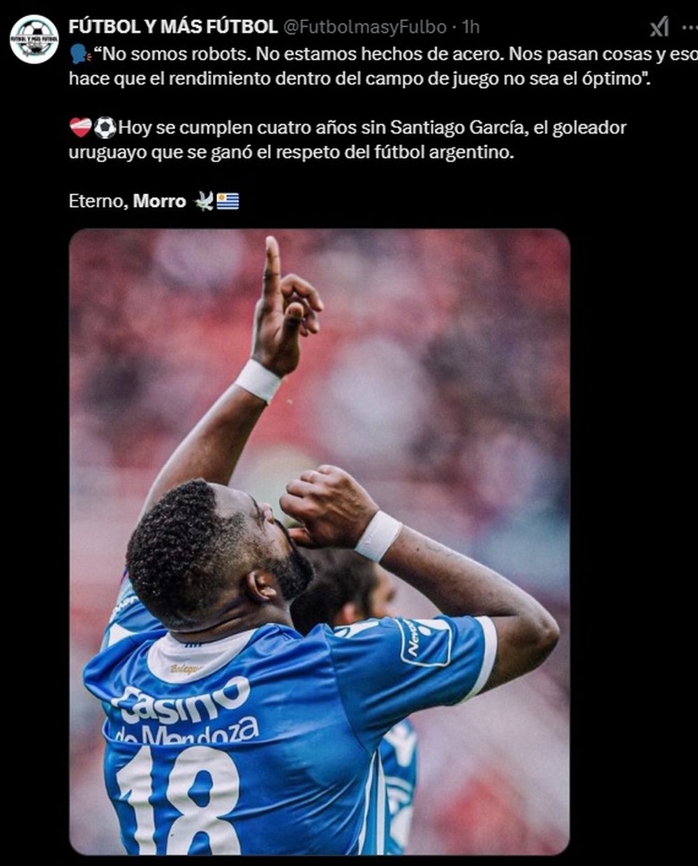 La dedicatoria para el Morro García en redes