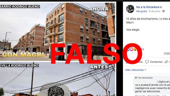 Es falsa la imagen que compara el antes y el ahora del barrio Rodrigo Bueno Es falsa la imagen que compara el antes y el ahora del barrio Rodrigo Bueno