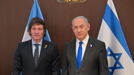 Javier Milei y Benjamín Netanyahu, primer ministro de Israel