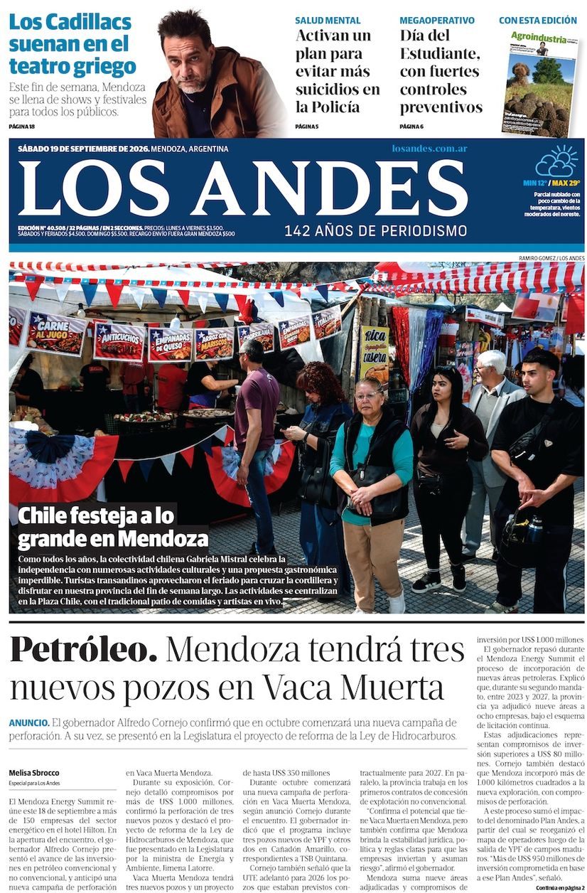 Tapa Los Andes 19-09-2026