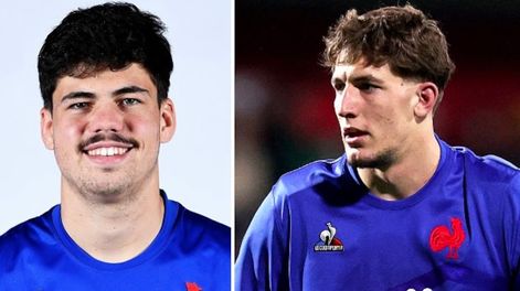 Hugo Auradou y Oscar Jegou, los jugadores franceses acusados de abuso.