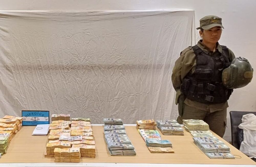 Parte del dinero secuestrado por orden la justicia federal mendocina. Gentileza Gendarmería Nacional.