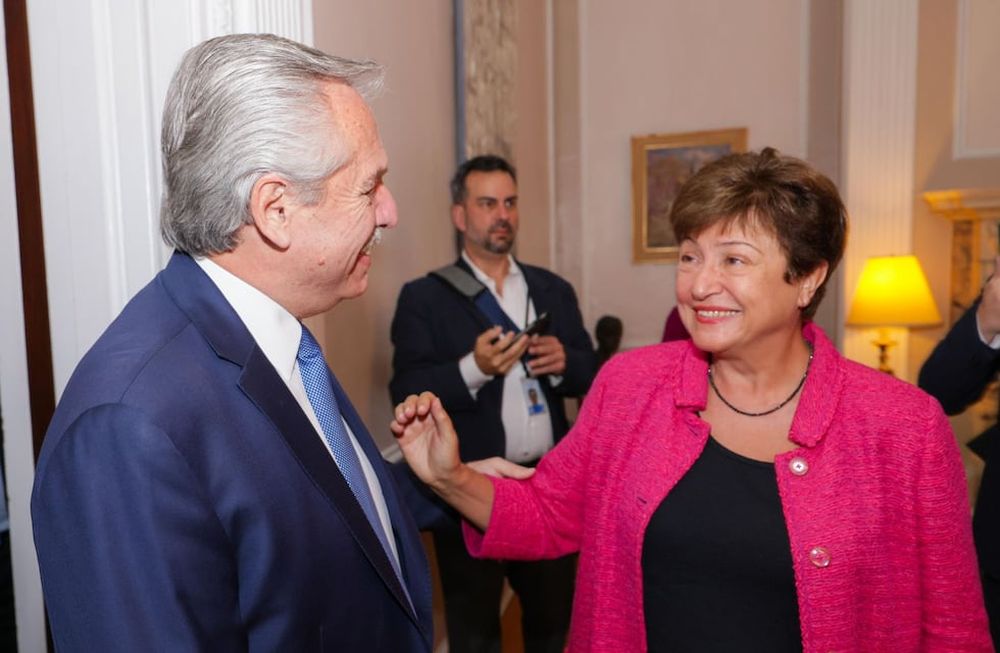 Alberto Fernández junto a La directora gerente del Fondo Monetario Internacional (FMI), Kristalina Georgieva. Gentileza / Presidencia