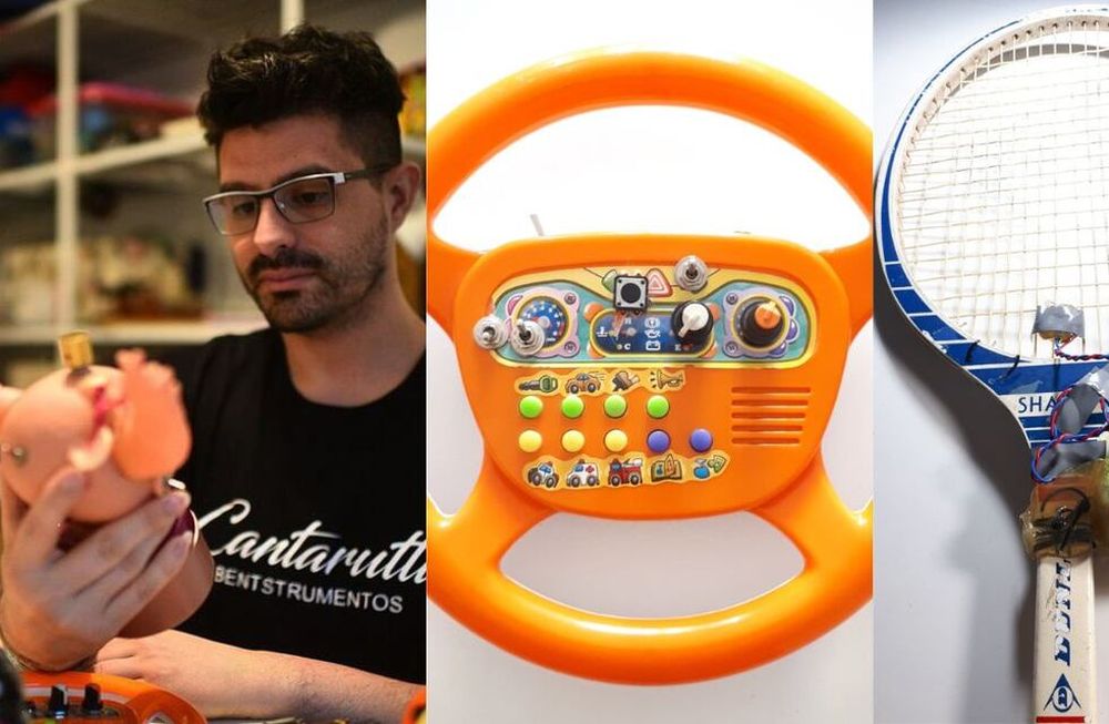 Buscando nuevos sonidos, un cordobés trasforma juguetes en instrumentos musicales