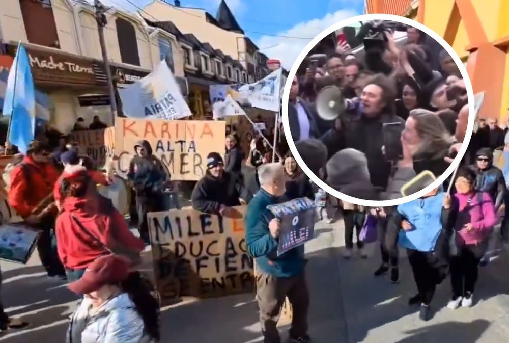 El mal momento de Milei en Ushuaia: visita fugaz, megáfono y caminata suspendida por una protesta