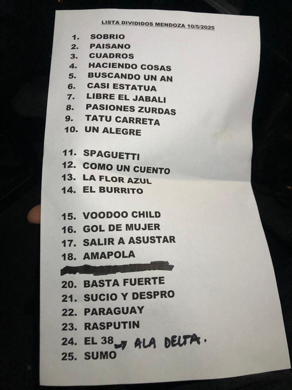 Setlist del show de Divididos, anoche en Maipú.