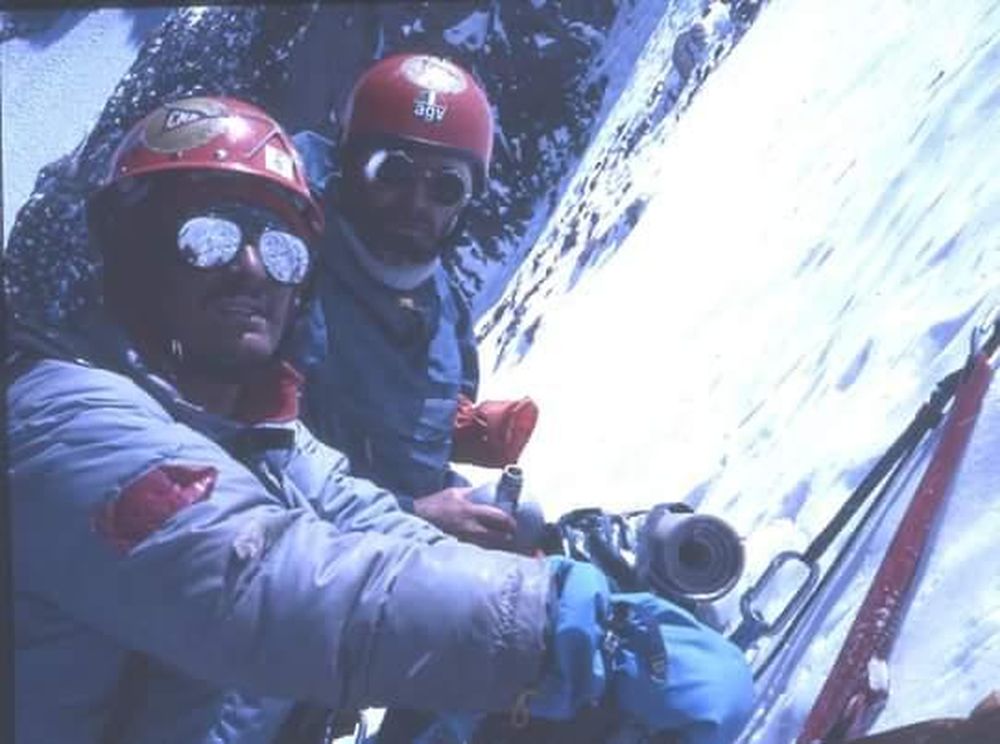 La expedición de Alejandro Randis, Miguel Sánchez, Daniel Rodríguez y Domingo Álvarez que hizo cumbre en el Aconcagua el 23 de febrero de 1986 por la Pared Sur.