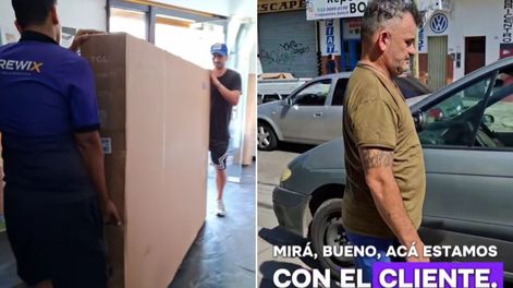 Insólito: se compró un tele de 98 pulgadas y se volvió viral por la forma de llevarlo.