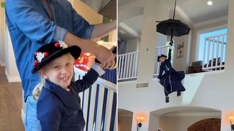 El disfraz de Mary Popping que se convirtió en viral gracias a un truco de magia.&nbsp;