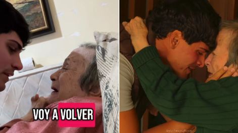 Gianluca regresó de España y se reencontró nuevamente con su abuela.