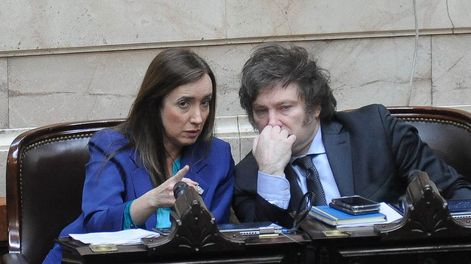 Los Andes | Javier Milei y Victoria Villarruel, candidatos a presidente y vice de La Libertad Avanza, en la Cámara de Diputados (Foto: Federico López Claro)