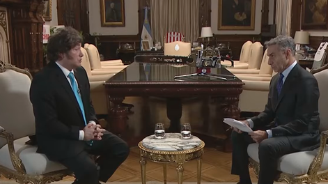 Javier Milei fue entrevistado por Luis Majul en el programa La Cornisa.