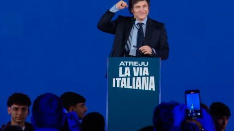 Los Andes | Javier Milei expuso en ”Atreju”, la convención nacional organizada por la premier italiana, Georgia Meloni, que convoca a partidos conservadores y de derecha del mundo. Captura: X