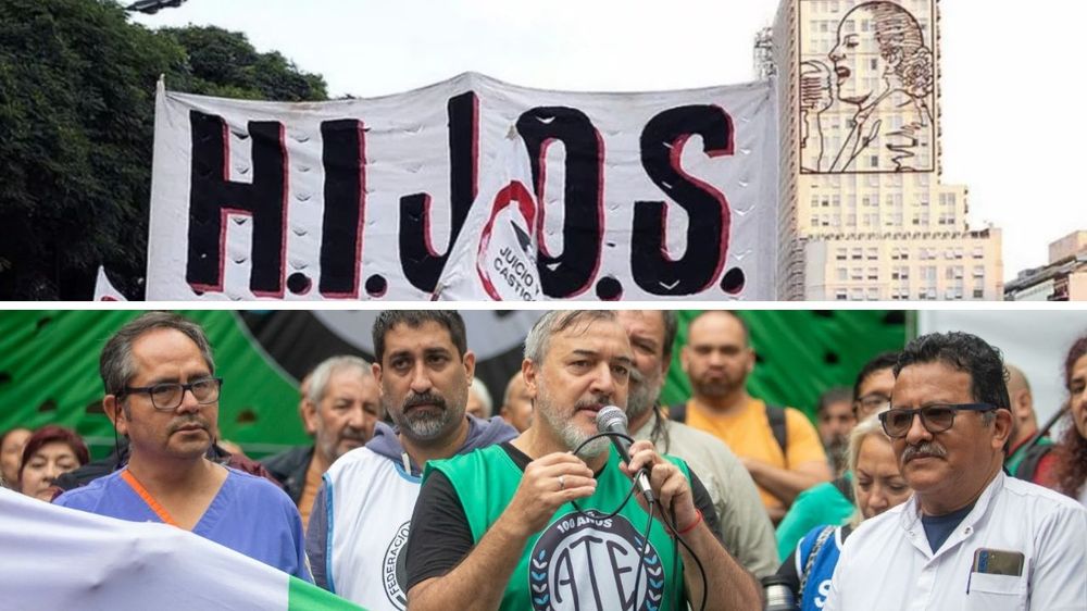 La Asociación de Trabajadores del Estado (ATE) e Hijos e Hijas por la Identidad y la Justicia contra el Olvido y el Silencio (H.I.J.O.S.).