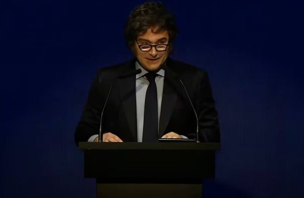 Javier Milei habló en la Cámara de Comercio. Captura: YouTube / Oficina del Presidente