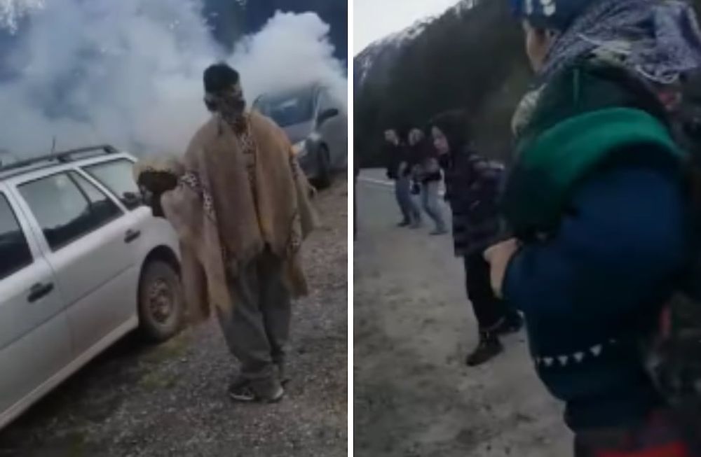 Un grupo de mapuches y miembros de organizaciones sociales recibieron gases lacrimógenos cuando intentaban realizar una ceremonia religiosa. Fotos gentileza Diario Río Negro.
