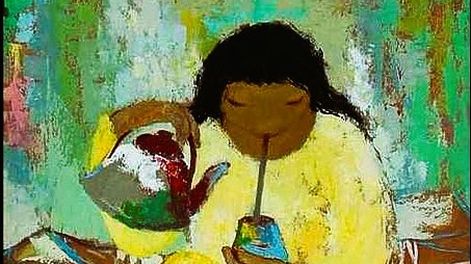 Mateando. Obra del artista mendocino Raúl Schurjin (1907-1983). &nbsp;