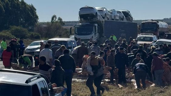 Un camión con carne volcó y desató un saqueo masivo en Entre Ríos